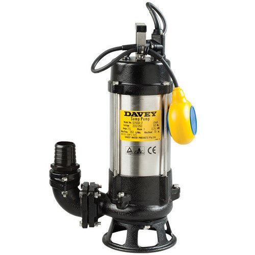 Davey D75SA Submersible Single Channel Sewage Automatic Pump 0.75KW 240V