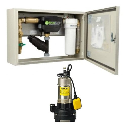 Davey KRBCABS1/20 Submersible Rainbank Series 2 Kit in a Cabinet with D42A/B20 Pump 0.6KW 240V (with 20m Leads)